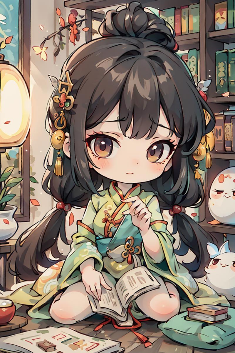 381014-1156021761-(masterpiece),(best quality), 1girl,chibi, full body,in style of blindbox, ((green Cheongsam)), sitting in a traditional Chinese.png